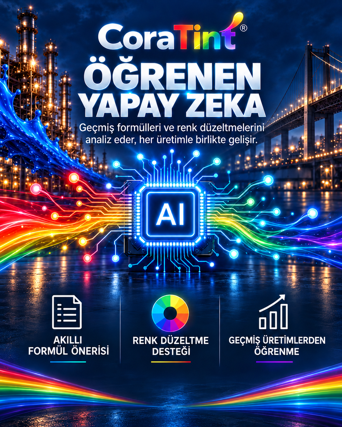 Farklı renklerde CoraTint boya ürünleri